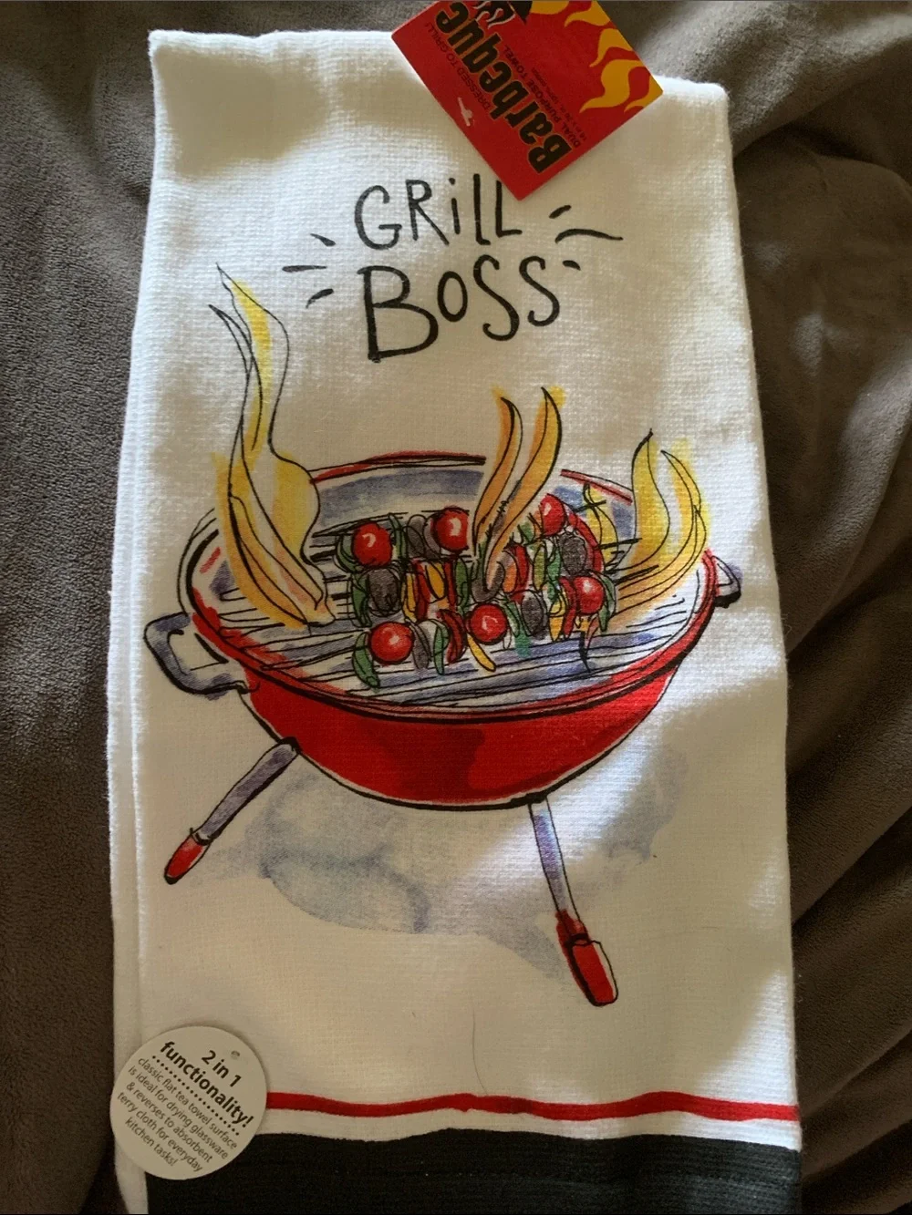 Grill Boss Red & White Kitchen Towel Duel Purpose